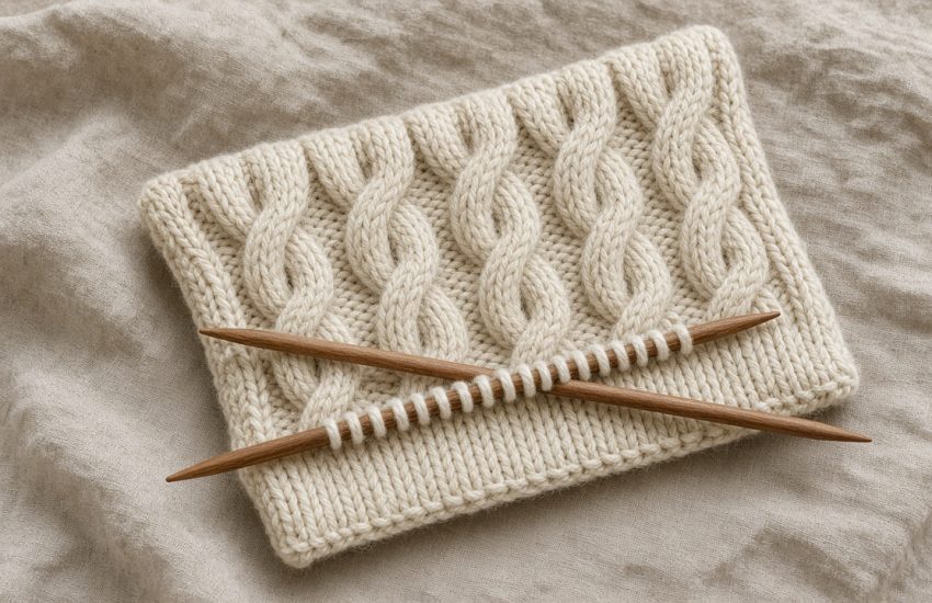 Einfaches Zopfmuster für Anfänger: Schal mit einem zentralen Zopf stricken