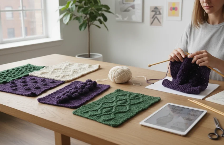 Traubenmuster Stricken Varianten entdecken und Bobbeltechniken lernen